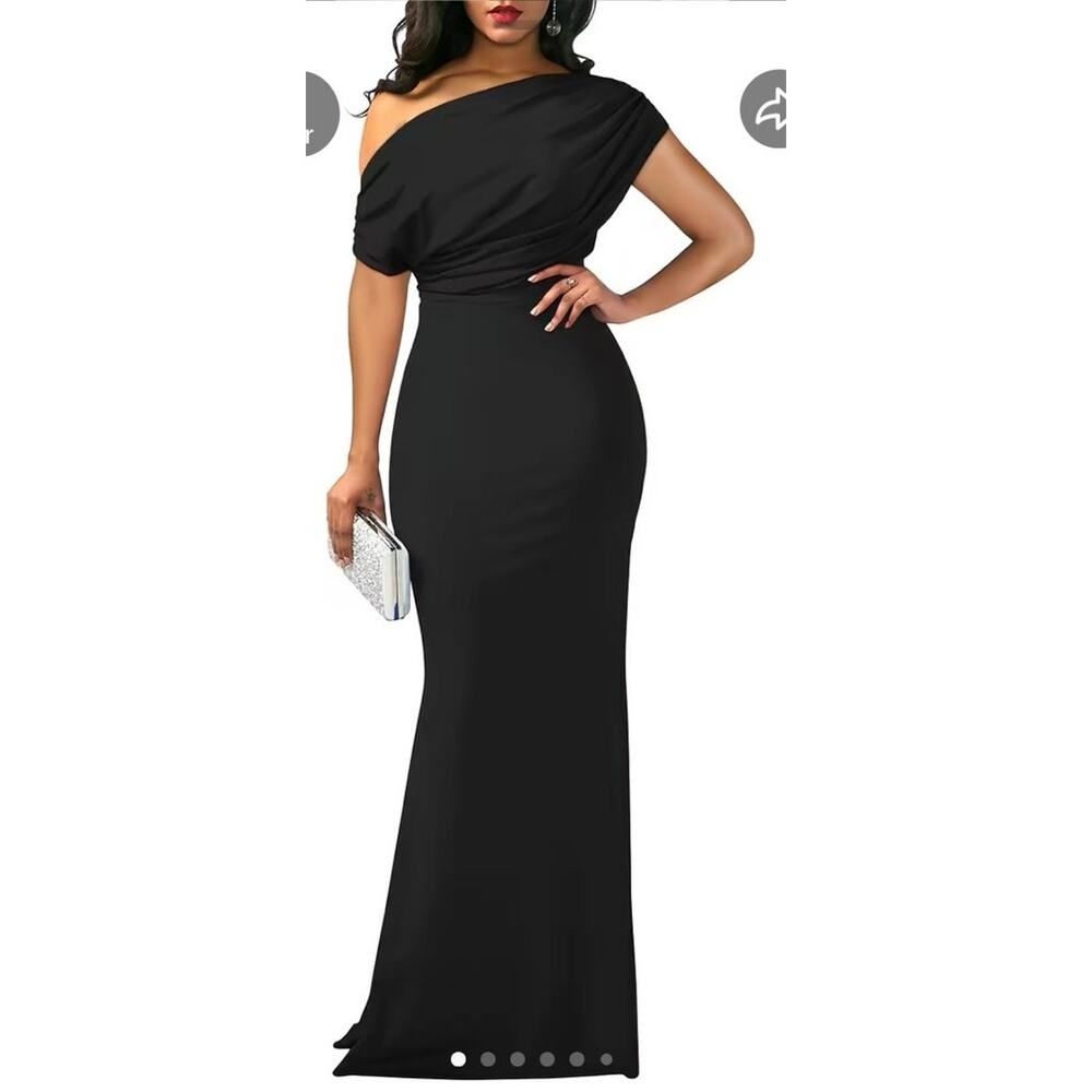OYS Elegant Sleeveless Black Off Shoulder Mermaid Gown S Scuba Formal Dress NWT